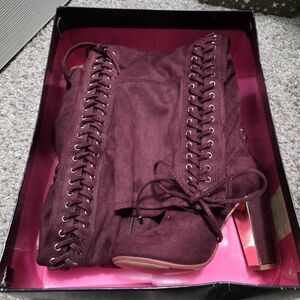 Betsey Johnson Deep Burgundy Lace-Up Boots